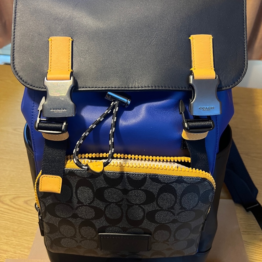 NWT Coach Track Backpack In Colorblock Signature Canvas/With Coach Patch